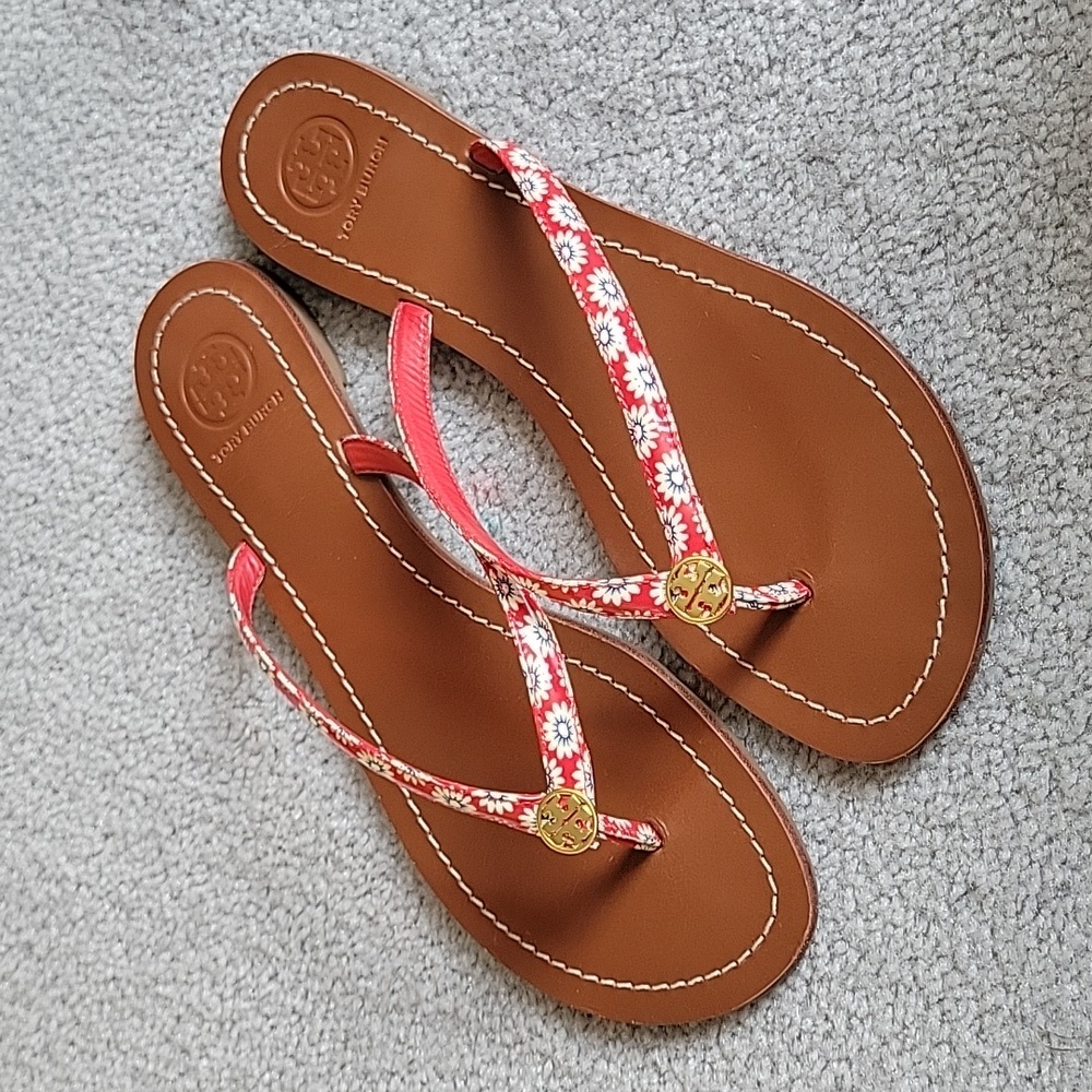 Tory Burch Flip Flops Sandals Floral Size 7
